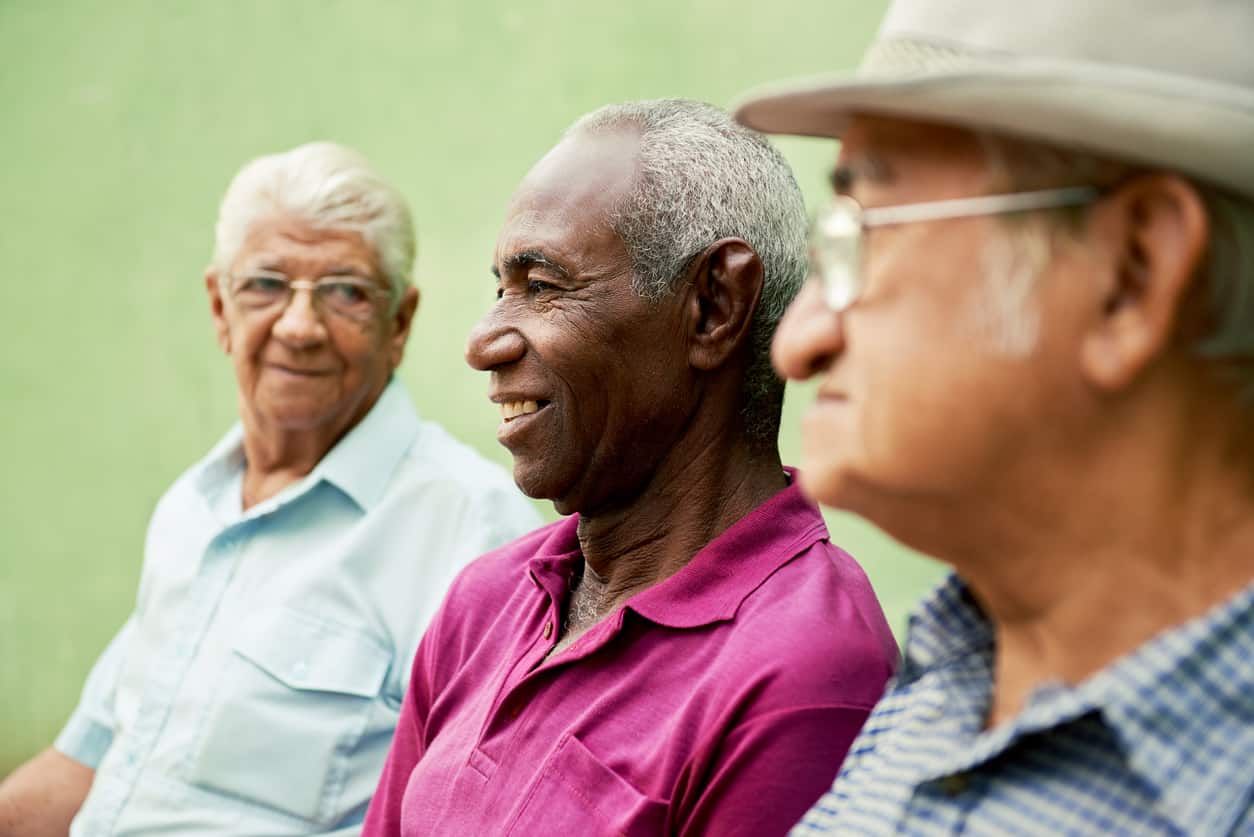 Group of old friends enjoying a day in the park